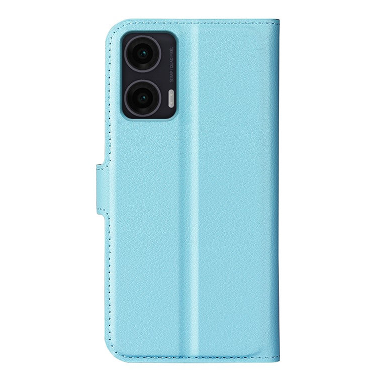 For Motorola Moto G35 5G Case Litchi Texture Shockproof Leather Wallet Phone Cover - Blue