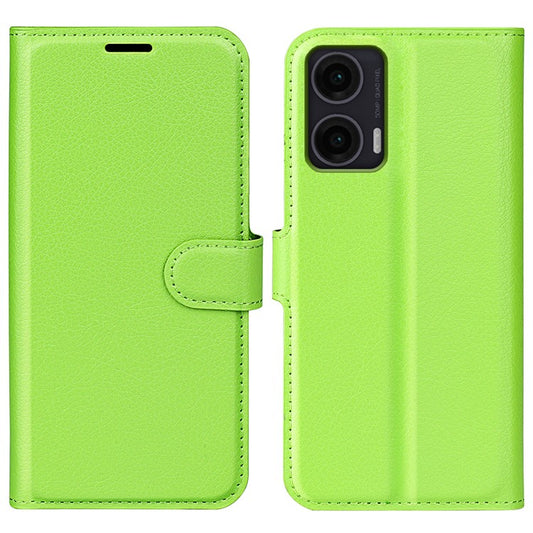 For Motorola Moto G35 5G Case Litchi Texture Shockproof Leather Wallet Phone Cover - Green