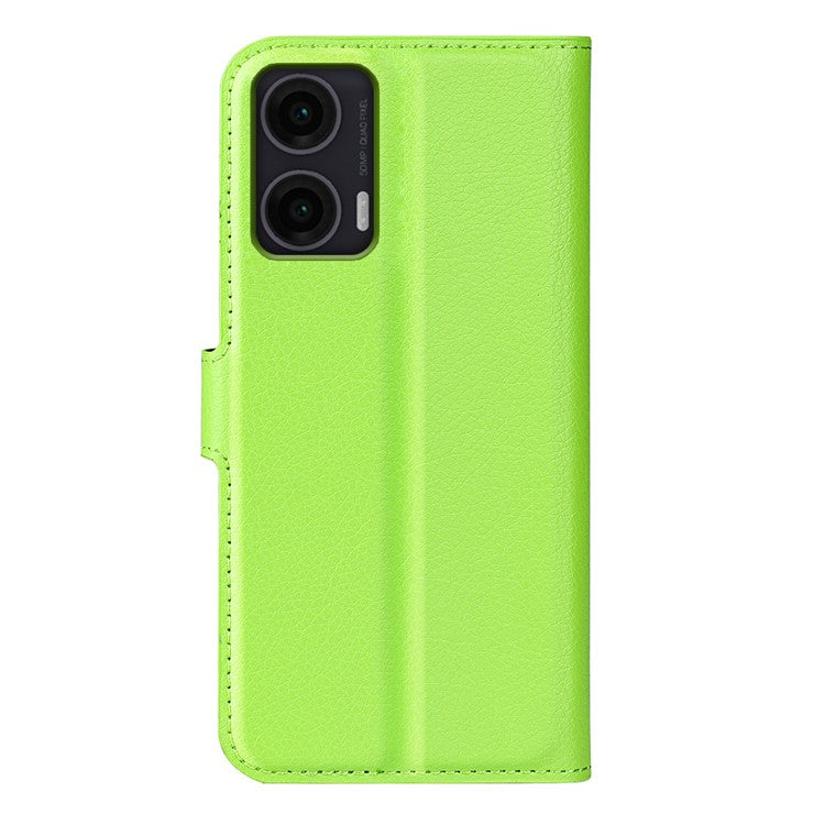 For Motorola Moto G35 5G Case Litchi Texture Shockproof Leather Wallet Phone Cover - Green