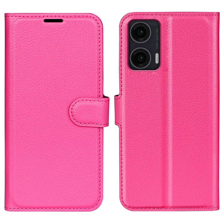 For Motorola Moto G35 5G Case Litchi Texture Shockproof Leather Wallet Phone Cover - Rose