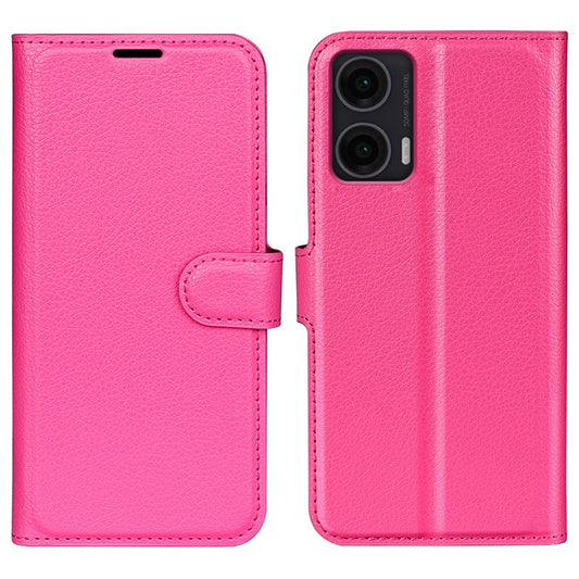 For Motorola Moto G35 5G Case Litchi Texture Shockproof Leather Wallet Phone Cover - Rose