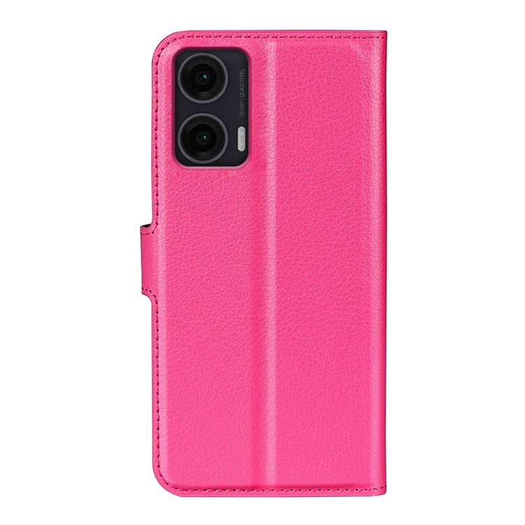 For Motorola Moto G35 5G Case Litchi Texture Shockproof Leather Wallet Phone Cover - Rose