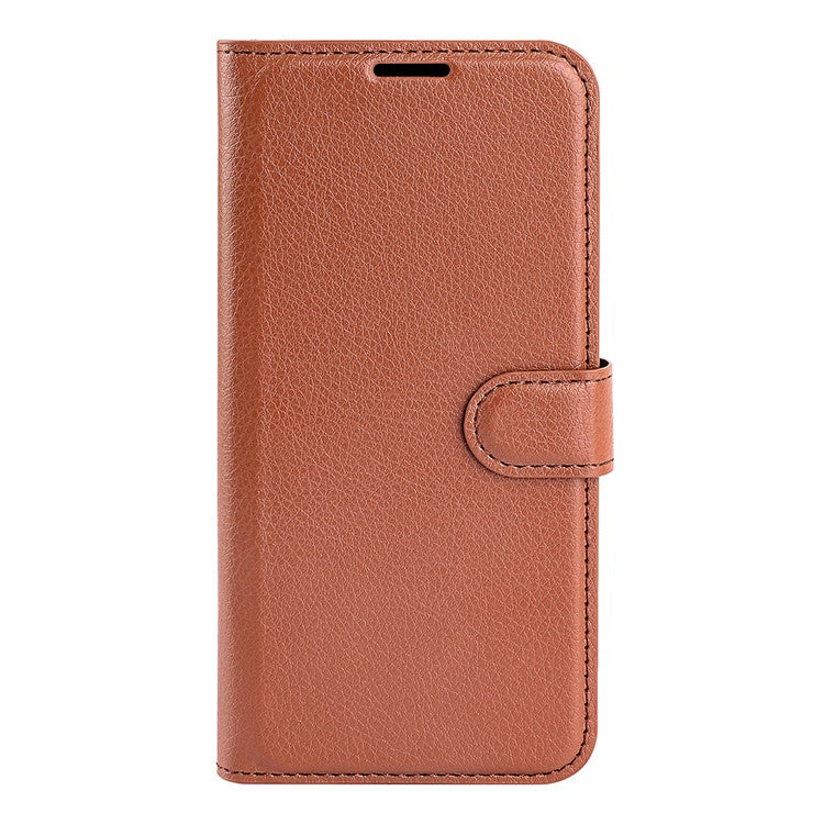 For Motorola Moto G35 5G Case Litchi Texture Shockproof Leather Wallet Phone Cover - Brown