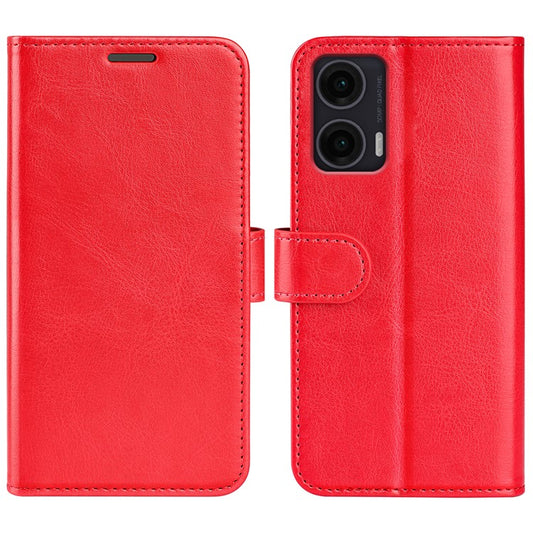 For Motorola Moto G35 5G Wallet Case Crazy Horse Texture Stand Leather Phone Cover - Red