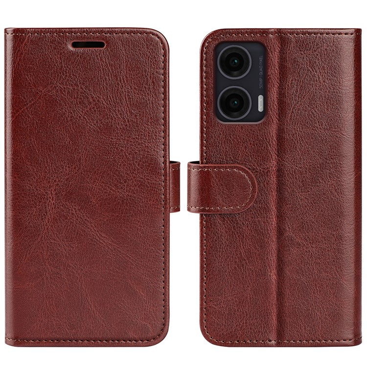 For Motorola Moto G35 5G Wallet Case Crazy Horse Texture Stand Leather Phone Cover - Brown