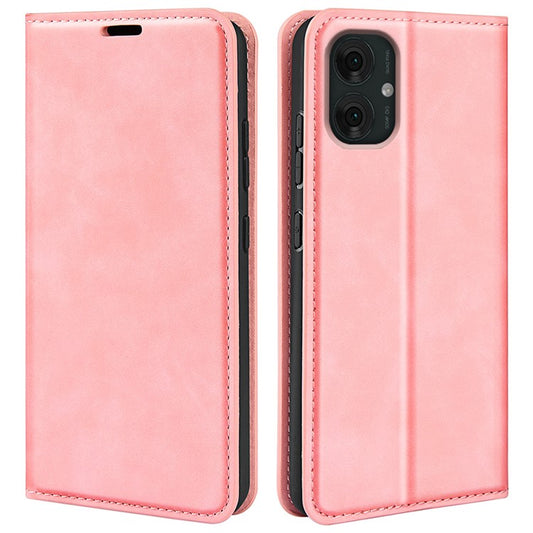 For Motorola Moto G55 5G Case Skin-Touch Leather Wallet Phone Cover - Pink
