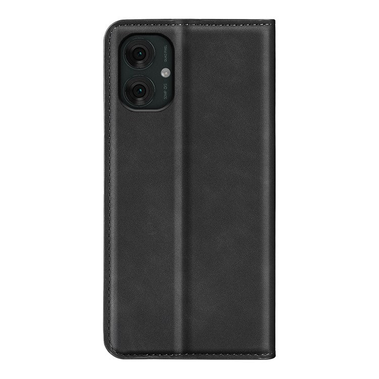 For Motorola Moto G55 5G Case Skin-Touch Leather Wallet Phone Cover - Black