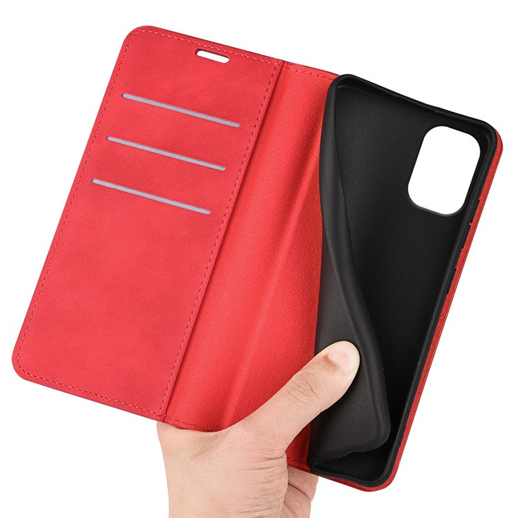 For Motorola Moto G55 5G Case Skin-Touch Leather Wallet Phone Cover - Red