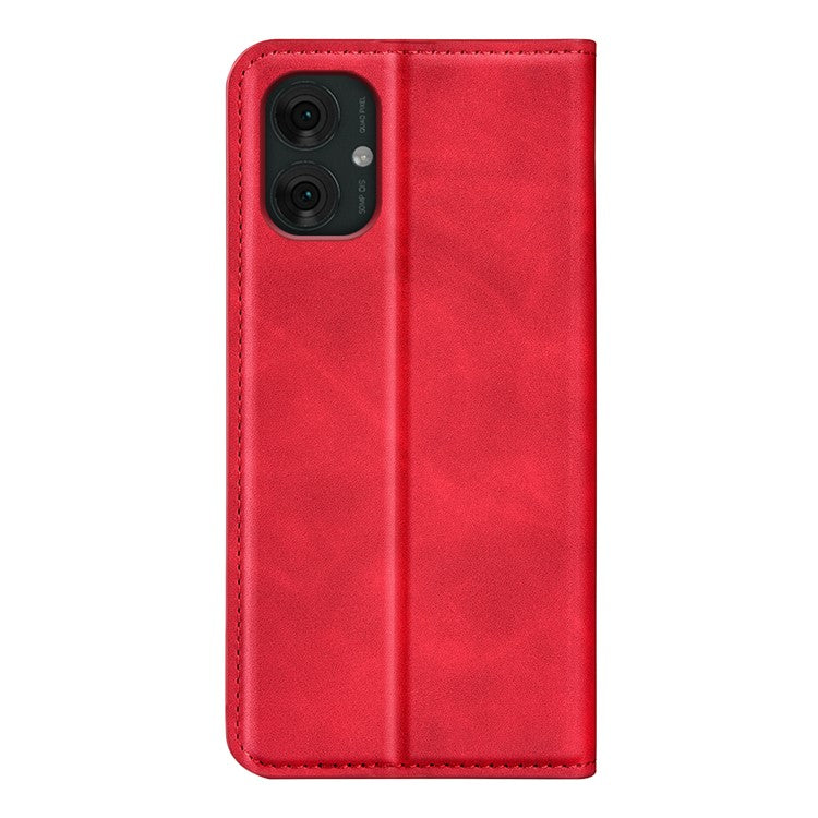 For Motorola Moto G55 5G Case Skin-Touch Leather Wallet Phone Cover - Red