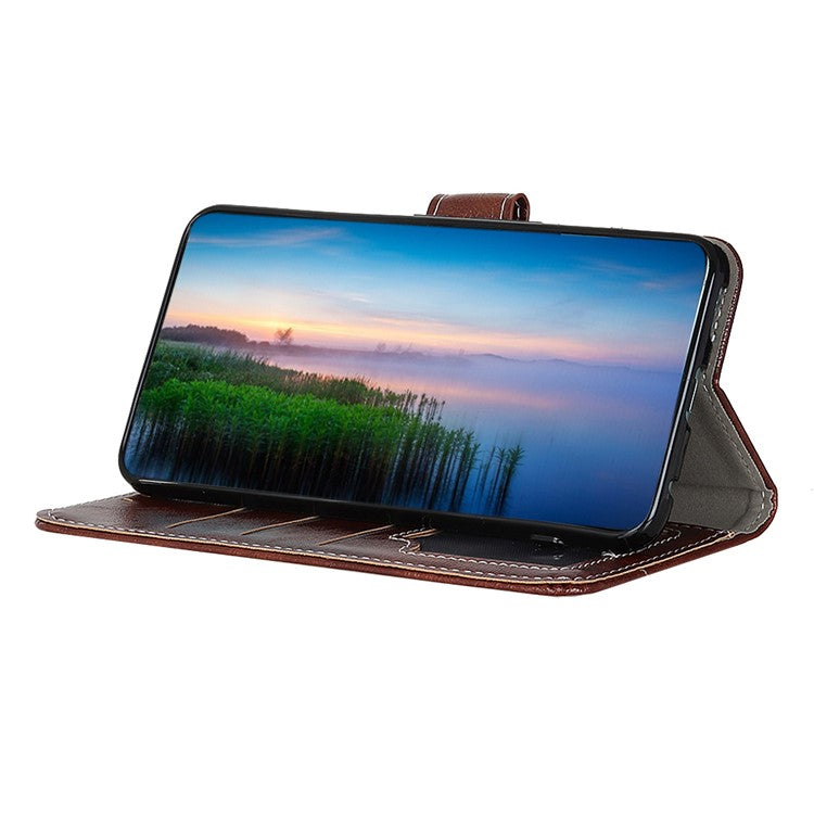 For Motorola Moto G35 5G Case Crazy Horse Texture Leather Phone Wallet Cover - Brown