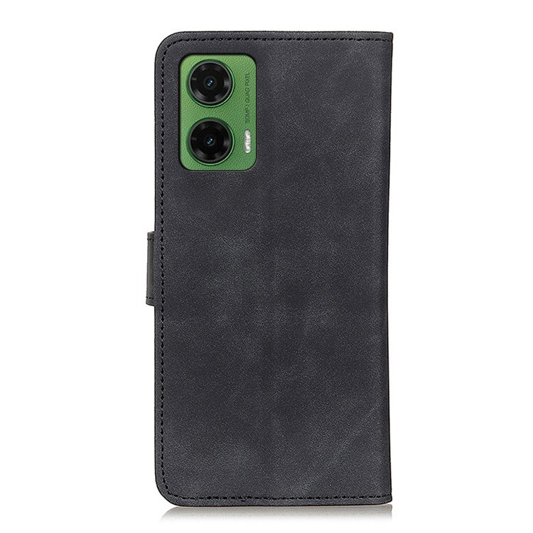 KHAZNEH For Motorola Moto G35 5G Case PU Leather Retro Texture Phone Cover - Black