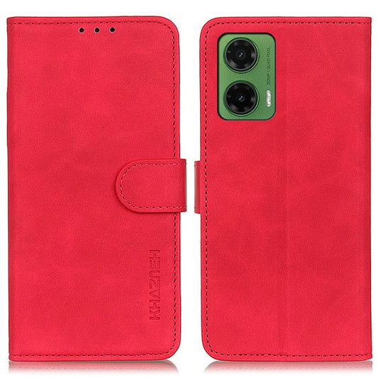 KHAZNEH For Motorola Moto G35 5G Case PU Leather Retro Texture Phone Cover - Red