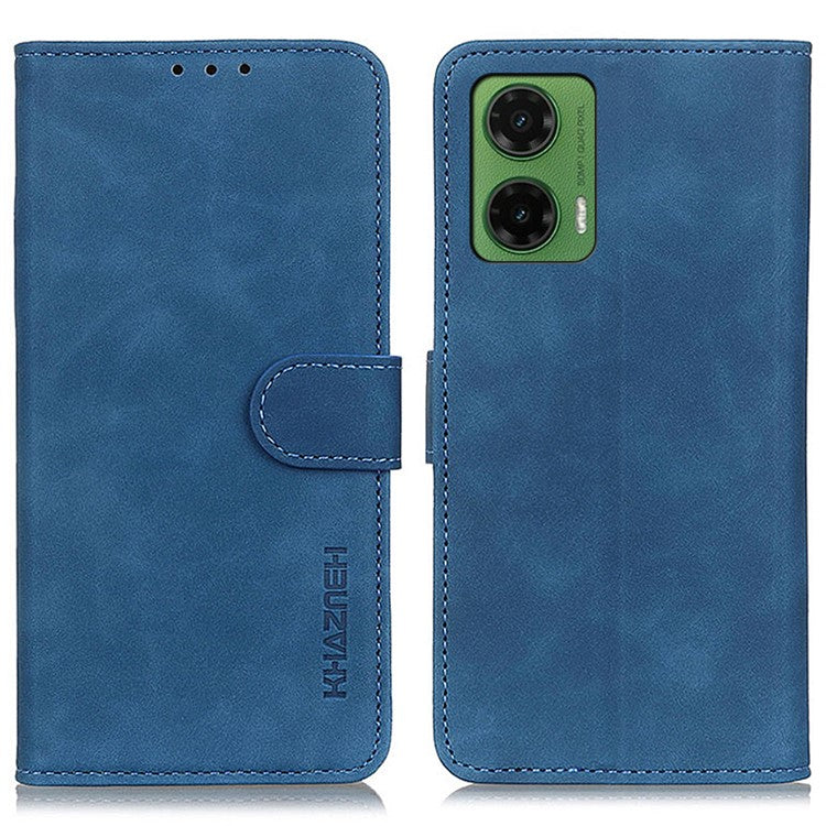 KHAZNEH For Motorola Moto G35 5G Case PU Leather Retro Texture Phone Cover - Blue