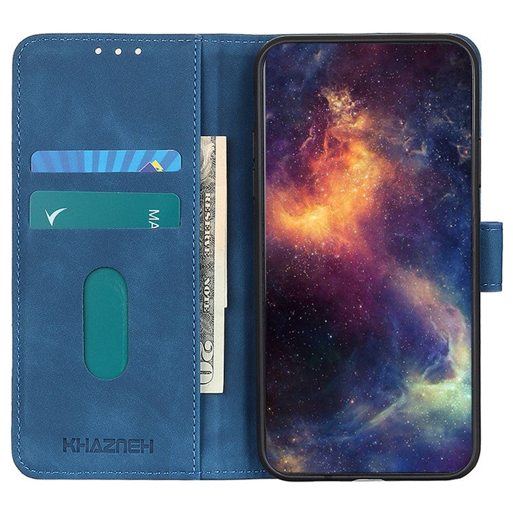 KHAZNEH For Motorola Moto G35 5G Case PU Leather Retro Texture Phone Cover - Blue