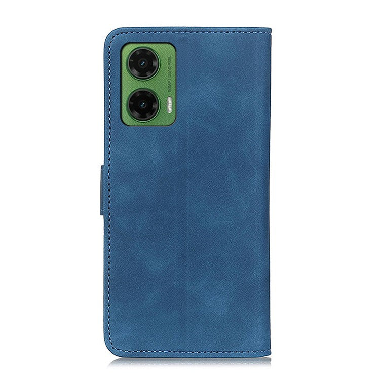 KHAZNEH For Motorola Moto G35 5G Case PU Leather Retro Texture Phone Cover - Blue