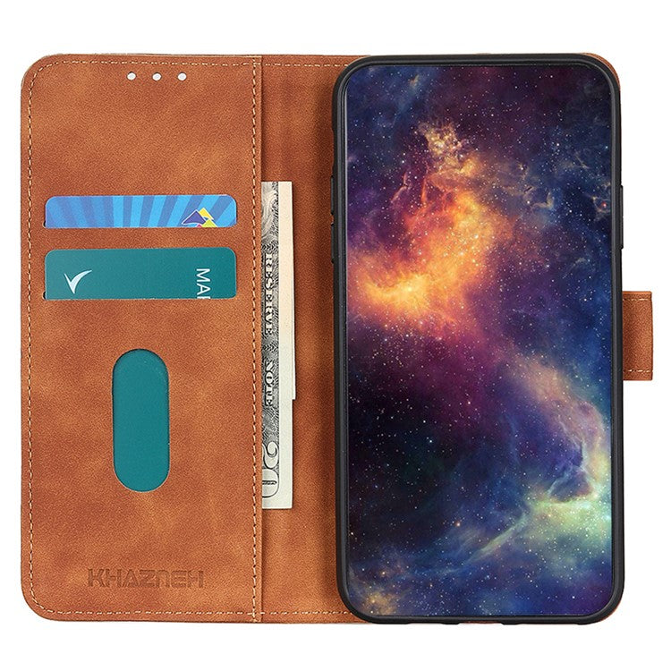 KHAZNEH For Motorola Moto G35 5G Case PU Leather Retro Texture Phone Cover - Brown