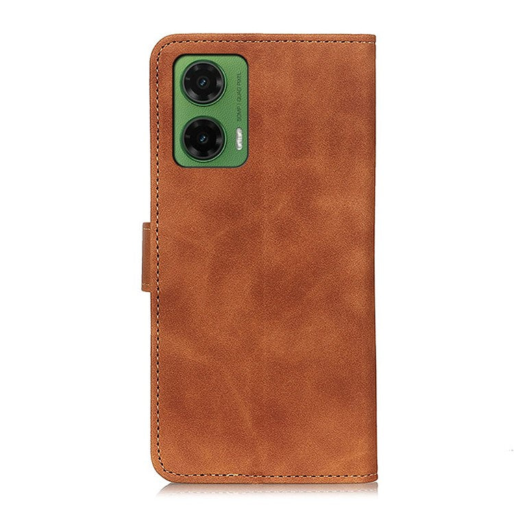KHAZNEH For Motorola Moto G35 5G Case PU Leather Retro Texture Phone Cover - Brown