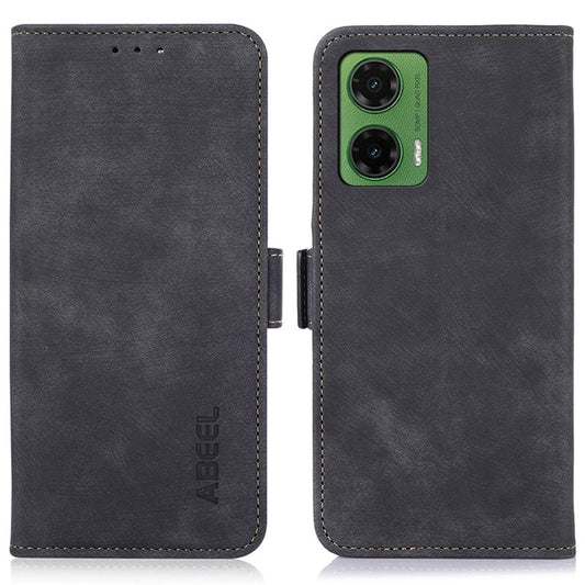 ABEEL For Motorola Moto G35 5G Case Retro Leather Phone Cover Wallet Stand View - Black