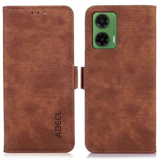 ABEEL For Motorola Moto G35 5G Case Retro Leather Phone Cover Wallet Stand View - Brown