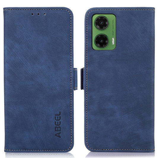 ABEEL For Motorola Moto G35 5G Case Retro Leather Phone Cover Wallet Stand View - Blue