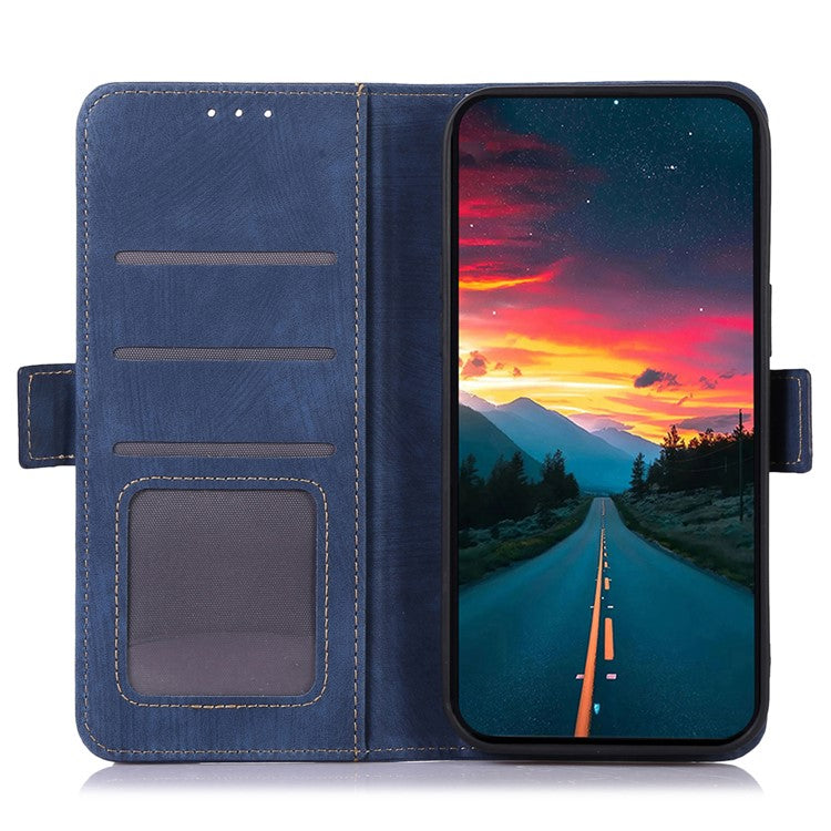 ABEEL For Motorola Moto G35 5G Case Retro Leather Phone Cover Wallet Stand View - Blue
