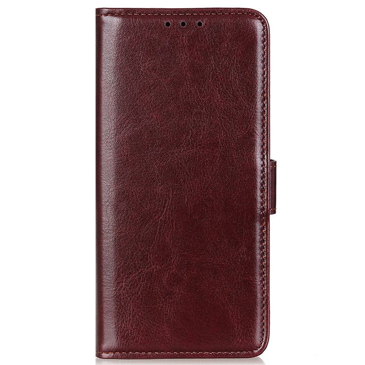 For Motorola Moto G35 5G Case Crazy Horse Texture PU Leather Phone Stand Cover - Brown