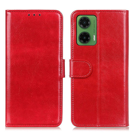 For Motorola Moto G35 5G Case Crazy Horse Texture PU Leather Phone Stand Cover - Red