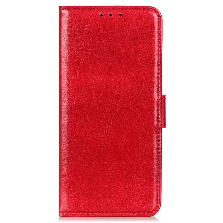 For Motorola Moto G35 5G Case Crazy Horse Texture PU Leather Phone Stand Cover - Red