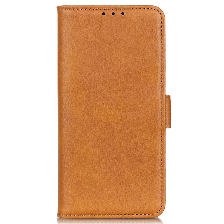 For Motorola Moto G35 5G Case Stand Cowhide Texture PU Leather Phone Cover - Yellow