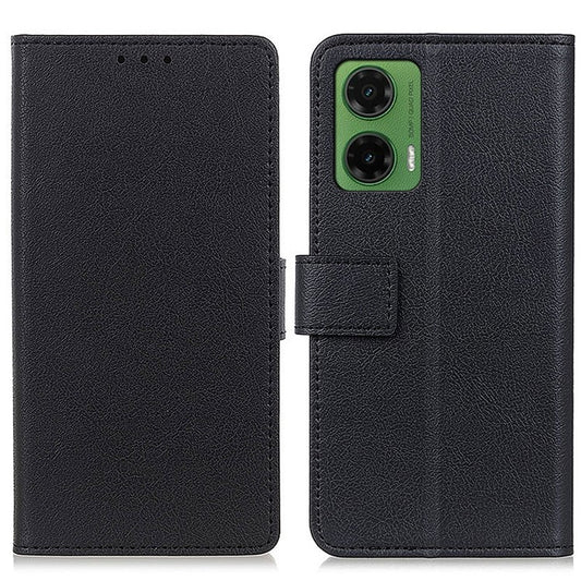 For Motorola Moto G35 5G Case PU Leather Stand Wallet Phone Cover - Black