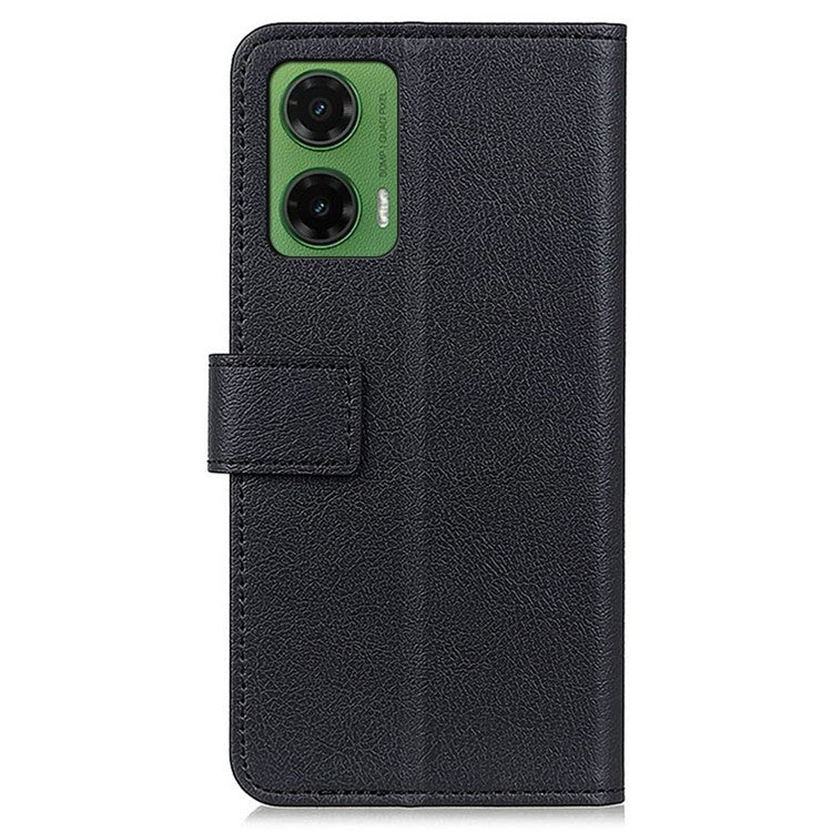 For Motorola Moto G35 5G Case PU Leather Stand Wallet Phone Cover - Black