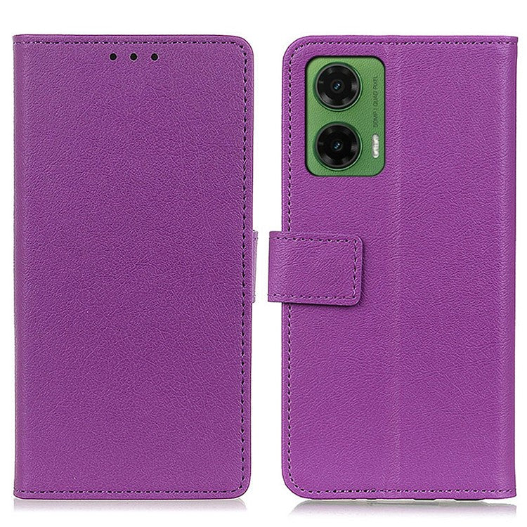 For Motorola Moto G35 5G Case PU Leather Stand Wallet Phone Cover - Purple