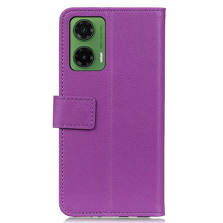For Motorola Moto G35 5G Case PU Leather Stand Wallet Phone Cover - Purple