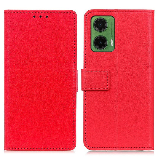 For Motorola Moto G35 5G Case PU Leather Stand Wallet Phone Cover - Red