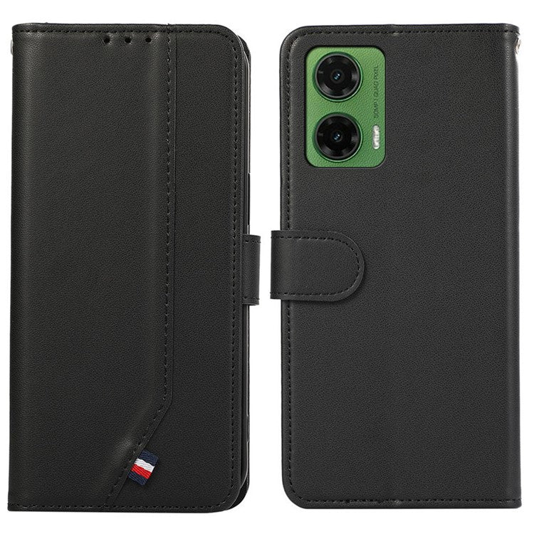 For Motorola Moto G35 5G Case RFID Blocking Flip Leather Phone Cover - Black