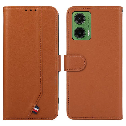 For Motorola Moto G35 5G Case RFID Blocking Flip Leather Phone Cover - Brown