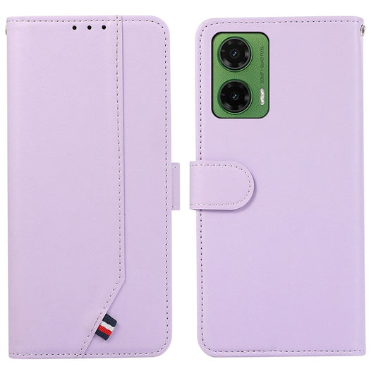 For Motorola Moto G35 5G Case RFID Blocking Flip Leather Phone Cover - Purple