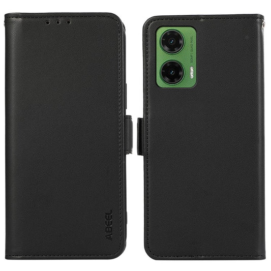 ABEEL For Motorola Moto G35 5G Case Leather Phone Cover with RFID Blocking Wallet - Black