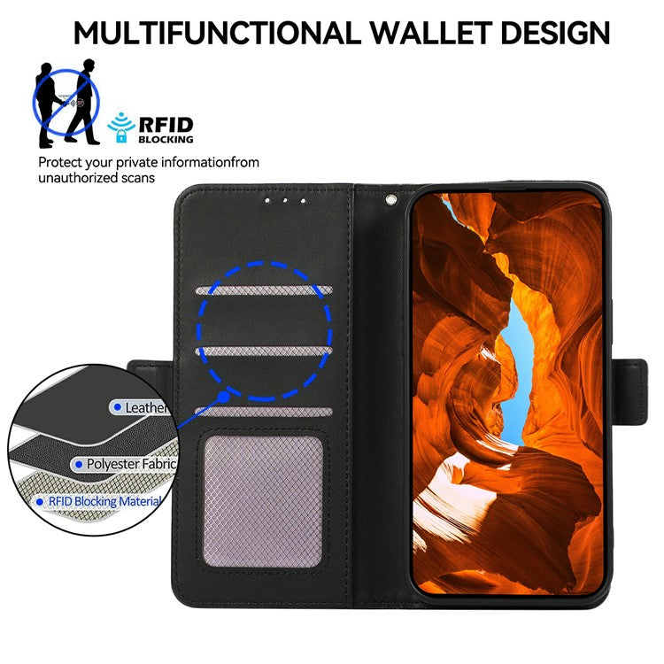 ABEEL For Motorola Moto G35 5G Case Leather Phone Cover with RFID Blocking Wallet - Black