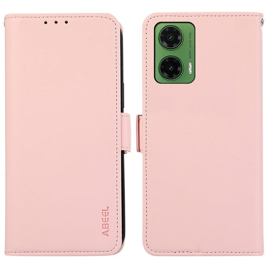 ABEEL For Motorola Moto G35 5G Case Leather Phone Cover with RFID Blocking Wallet - Pink