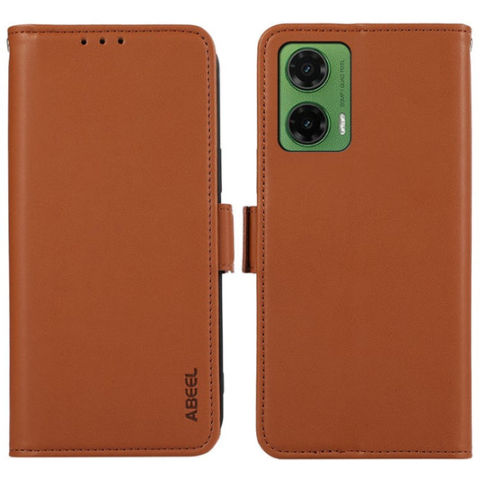 ABEEL For Motorola Moto G35 5G Case Leather Phone Cover with RFID Blocking Wallet - Brown