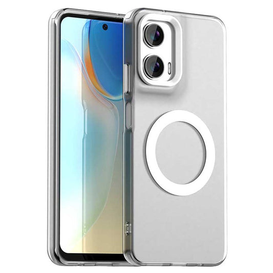 Candy Series For Motorola Moto G35 5G Case Compatible with MagSafe PC+TPU+PET Anti-Drop Phone Cover - White