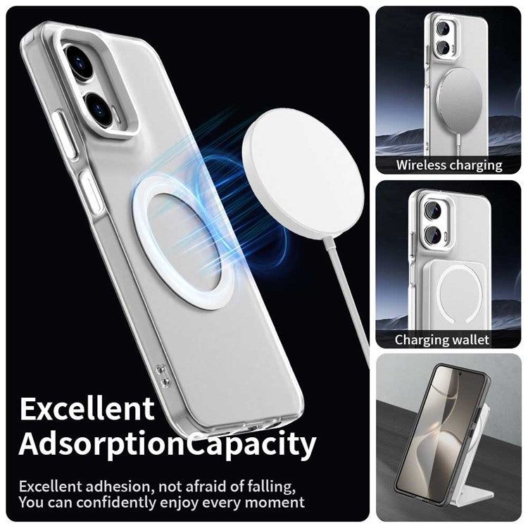 Candy Series For Motorola Moto G35 5G Case Compatible with MagSafe PC+TPU+PET Anti-Drop Phone Cover - White