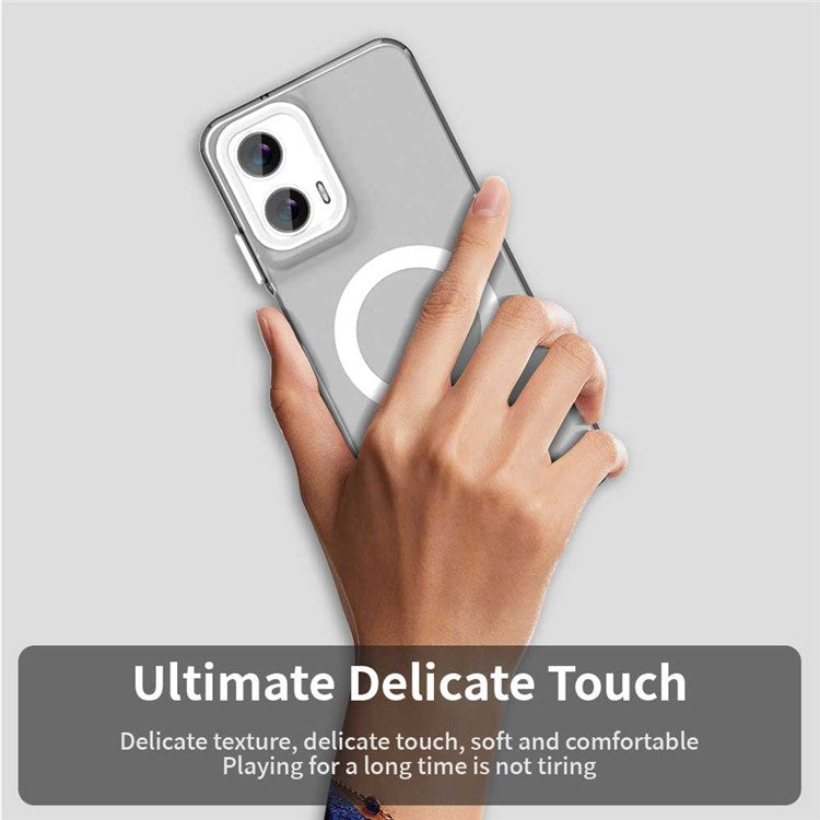 Candy Series For Motorola Moto G35 5G Case Compatible with MagSafe PC+TPU+PET Anti-Drop Phone Cover - White