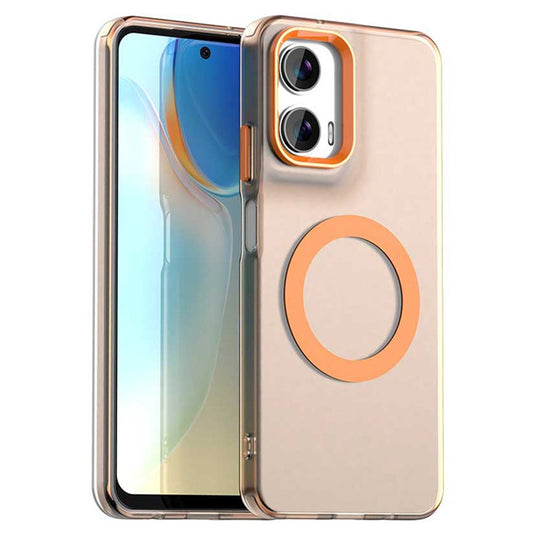 Candy Series For Motorola Moto G35 5G Case Compatible with MagSafe PC+TPU+PET Anti-Drop Phone Cover - Orange