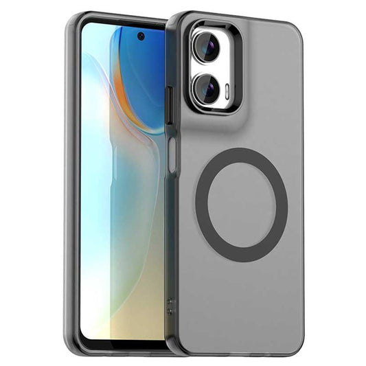 Candy Series For Motorola Moto G35 5G Case Compatible with MagSafe PC+TPU+PET Anti-Drop Phone Cover - Black