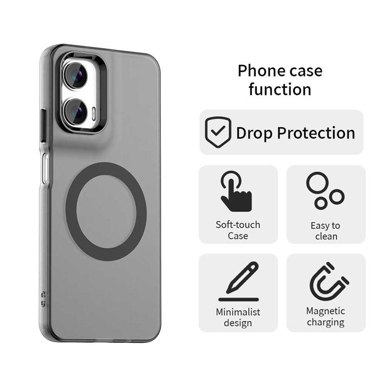 Candy Series For Motorola Moto G35 5G Case Compatible with MagSafe PC+TPU+PET Anti-Drop Phone Cover - Black