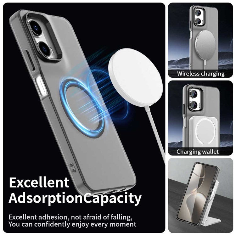 Candy Series For Motorola Moto G35 5G Case Compatible with MagSafe PC+TPU+PET Anti-Drop Phone Cover - Black