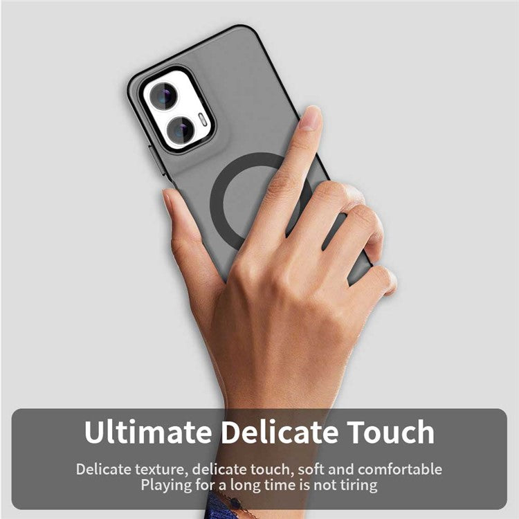 Candy Series For Motorola Moto G35 5G Case Compatible with MagSafe PC+TPU+PET Anti-Drop Phone Cover - Black