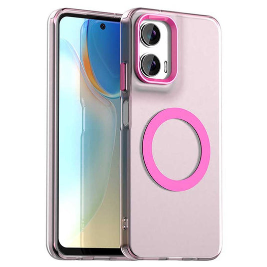 Candy Series For Motorola Moto G35 5G Case Compatible with MagSafe PC+TPU+PET Anti-Drop Phone Cover - Red